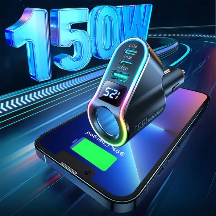 4-in-1 Car Charger + Bluetooth FM Transmitter Joyroom PD 150W (8).webp