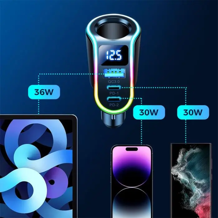 4-in-1 Car Charger + Bluetooth FM Transmitter Joyroom PD 150W (9).webp