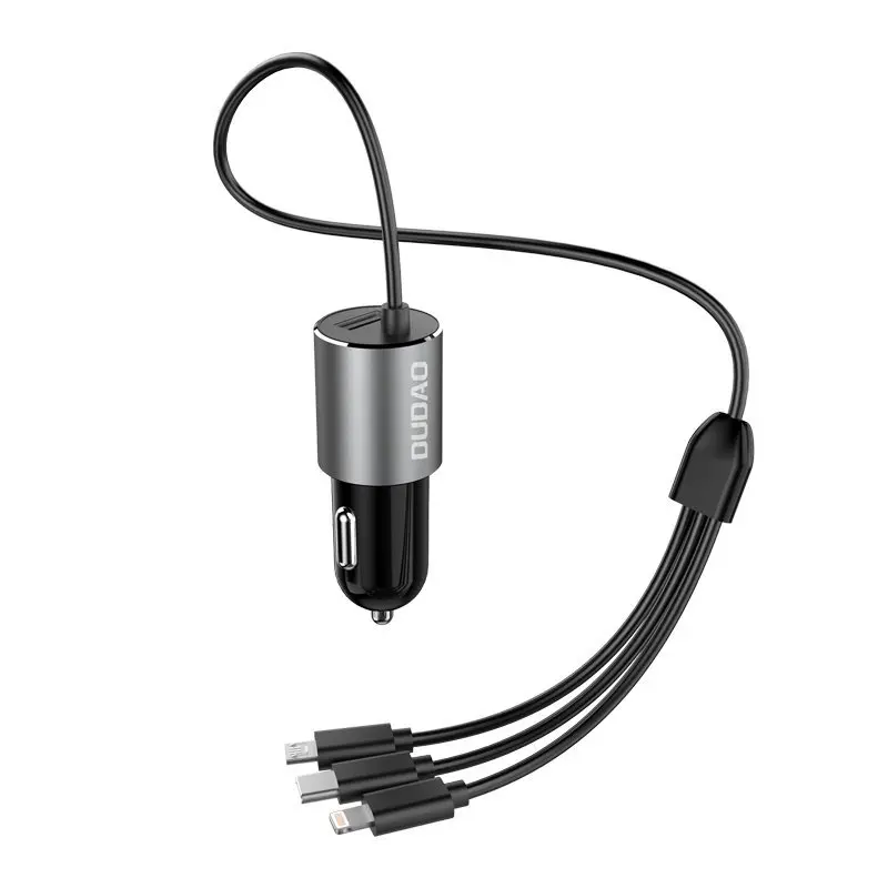 Dudao 3in1 USB Car Charger with Lightning  USB Type C  Micro USB Cable (6).webp