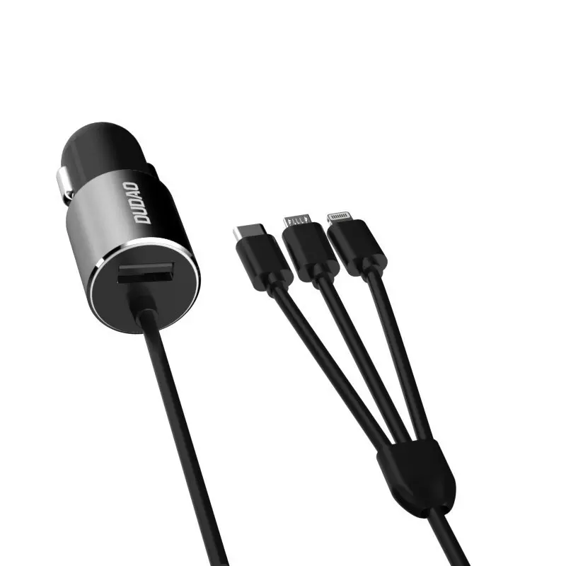 Dudao 3in1 USB Car Charger with Lightning  USB Type C  Micro USB Cable (1).webp
