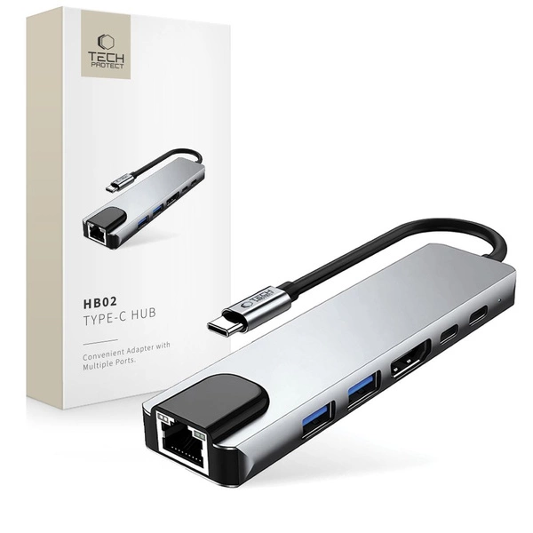Tech-Protect Hub 6in1 USB-C, USB 2.0, USB 3.0, HDMI 4K 30Hz with RJ45 100W