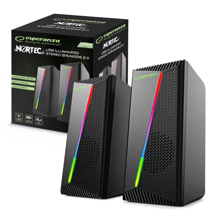 2.0 USB Speakers with LED Rainbow Lighting | Esperanza Nortec