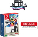 Nintendo Switch OLED Model – White + Super Mario Wonder Game + 12 months Nintendo Switch Online Membership