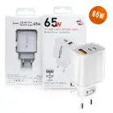 Travel Charger PD QC 3.0 65W (USB + USB-C + Lightning, Mixed Colours)
